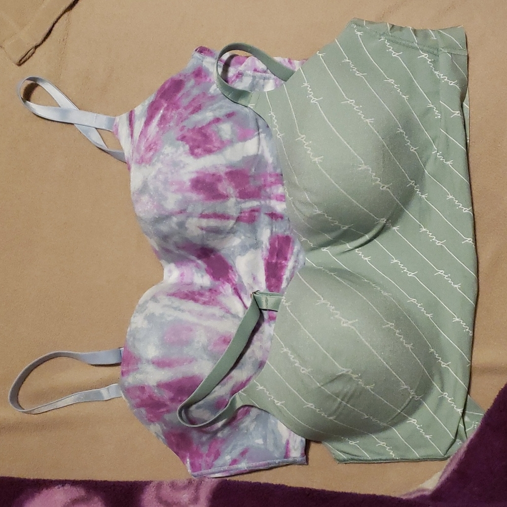 Pink wireless bras .
